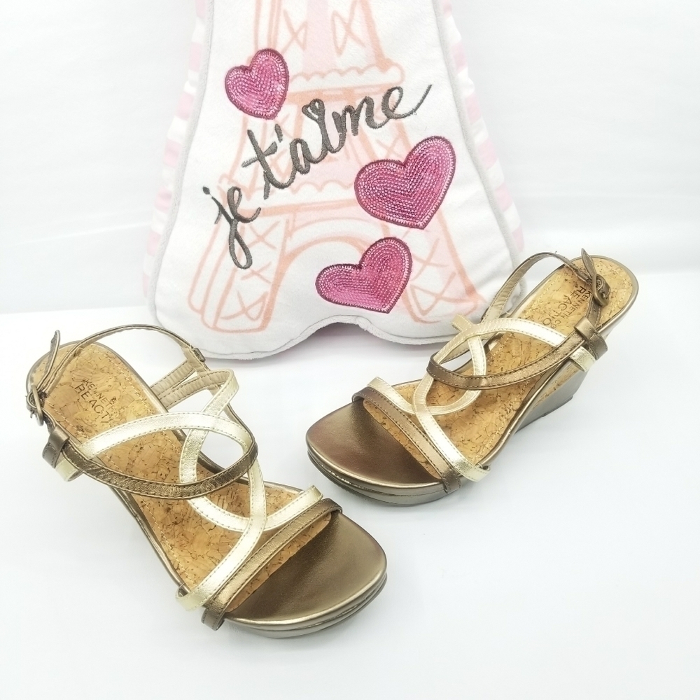 KENNETH COLE REACTION SANDALS WEDGE HEELS SZ.6